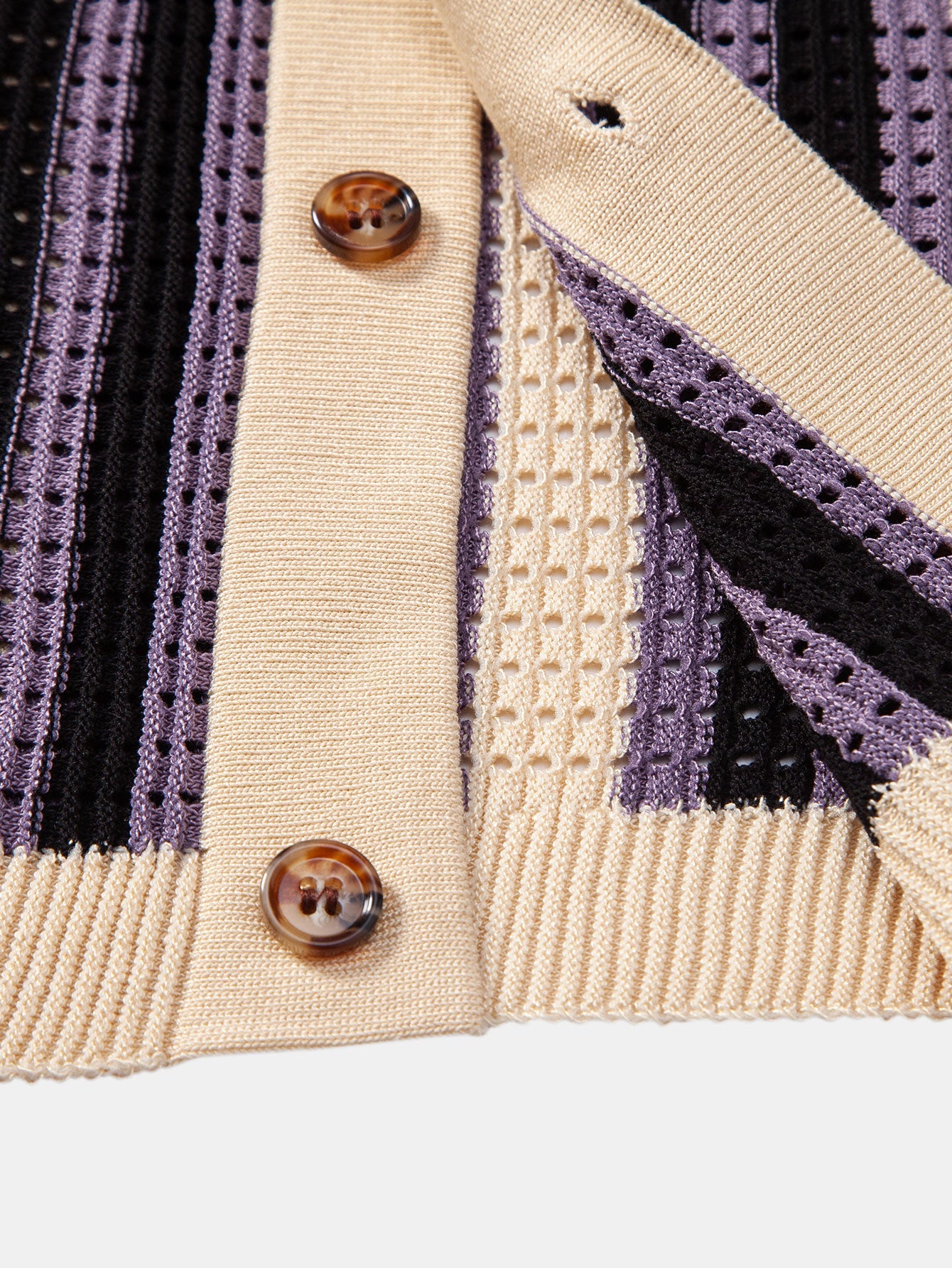 Stripe Eyelet Crochet Shirt