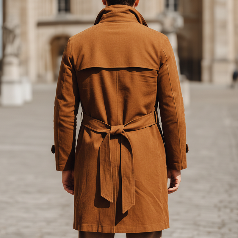 Men's Vintage Classic Double-Breasted Suede Coat MTA1370I0U