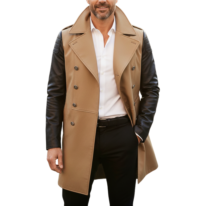 Men's Classic Patchwork Fabric  Double-breasted Coat MTA1931I2U