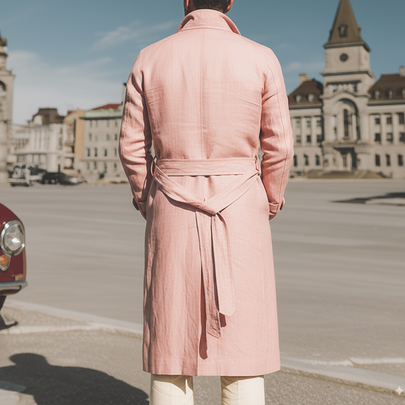 Men's Classic Pink Double Breasted Long Trench Coat MTA1310I7U