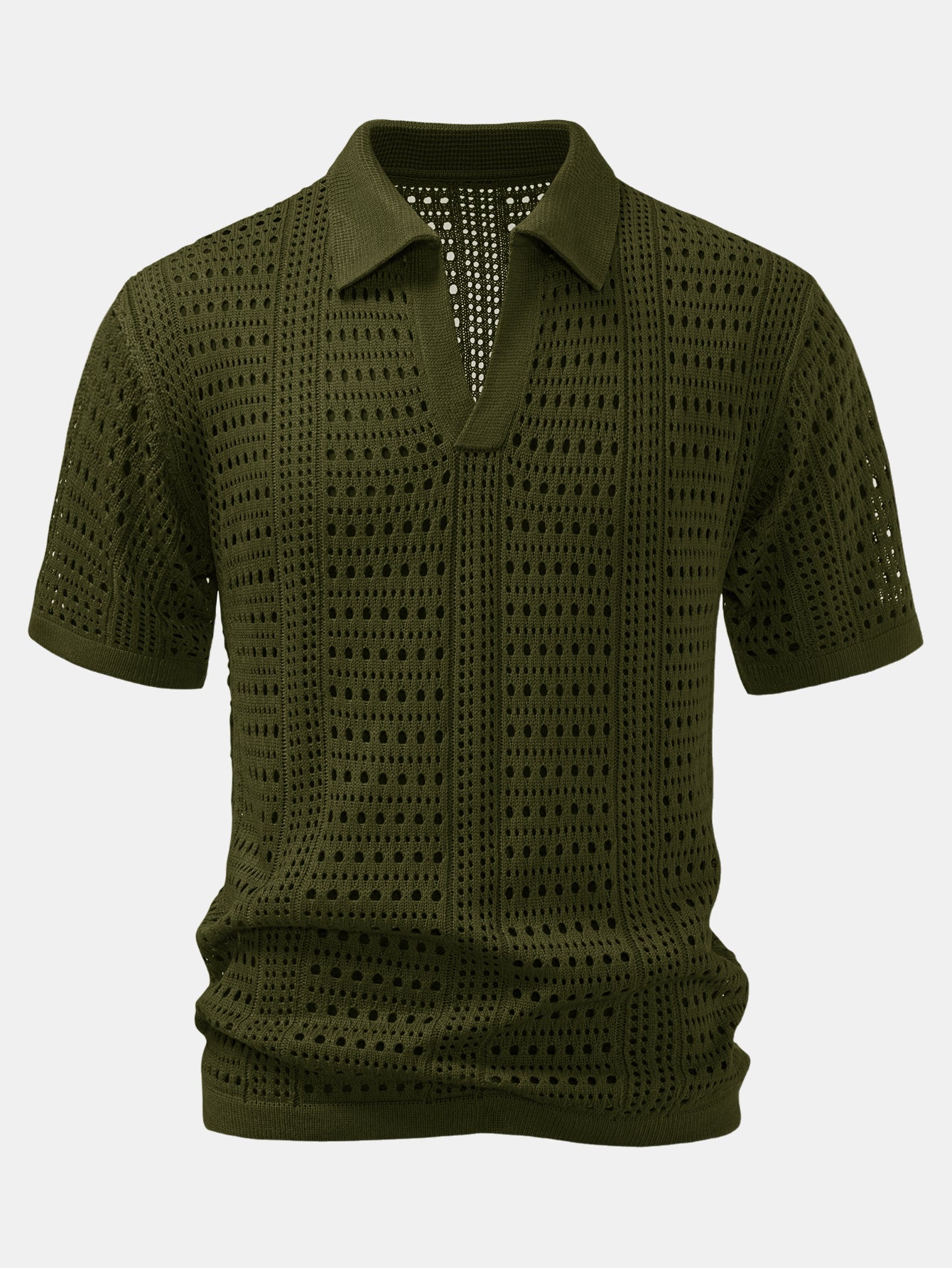 Crochet  V Neck Polo Shirt