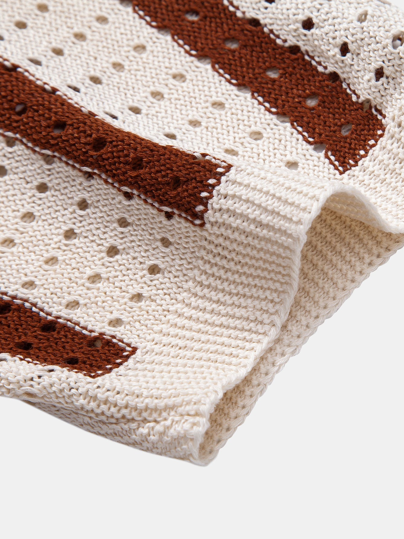 Stripe Eyelet Knitted Shirt