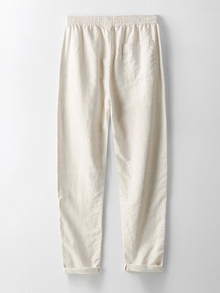 Short Sleeve Knitted Waffle Cuban Shirt & Straight Leg Linen Pants