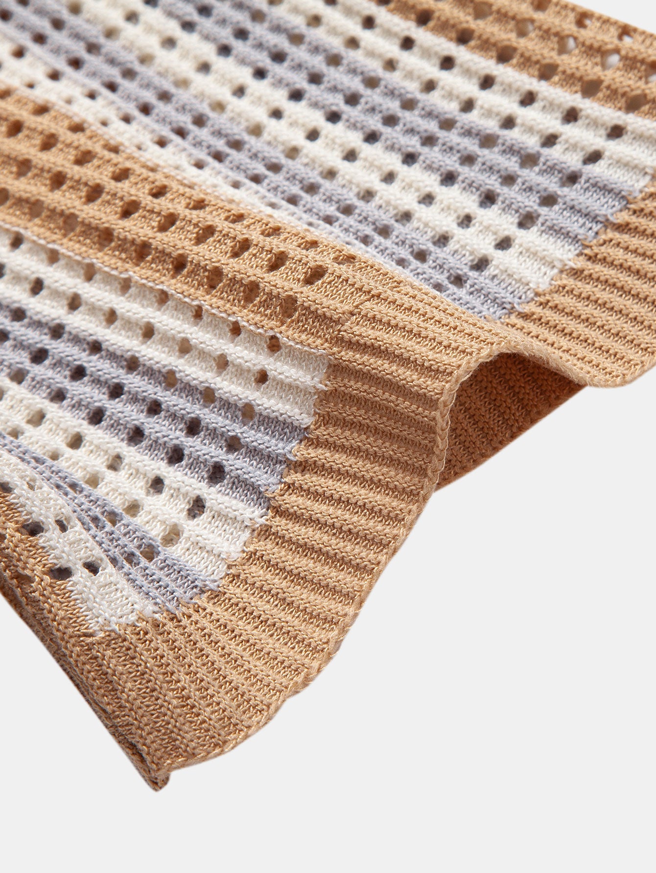 Stripe Eyelet Crochet Shirt