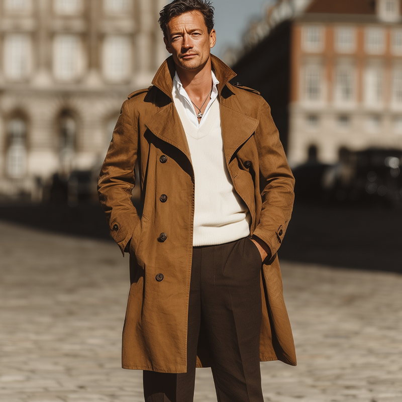 Men's Classic Vintage Double-Breasted Trench Coat MTA1394I8U