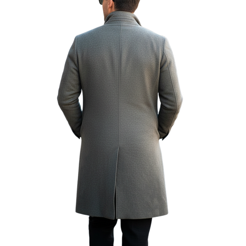 Men's Classic Stand-collar Double-breasted Knee-length Coat MTA2271I1U