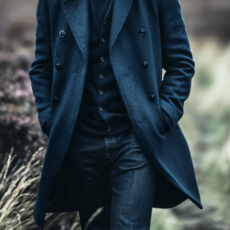 Men's Vintage Faux Wool Lapel Double Breasted Mid-length Coat MTA1810I7Z