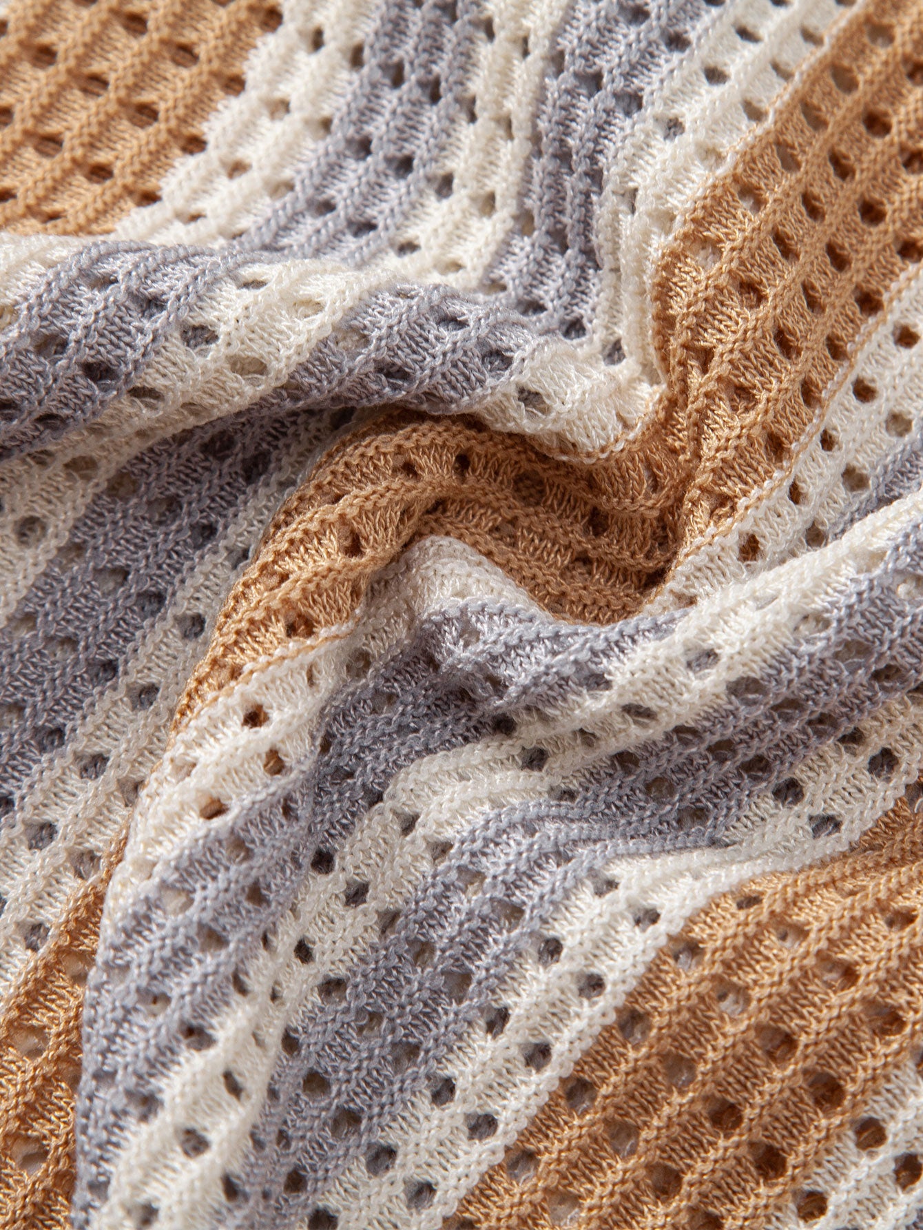 Stripe Eyelet Crochet Shirt