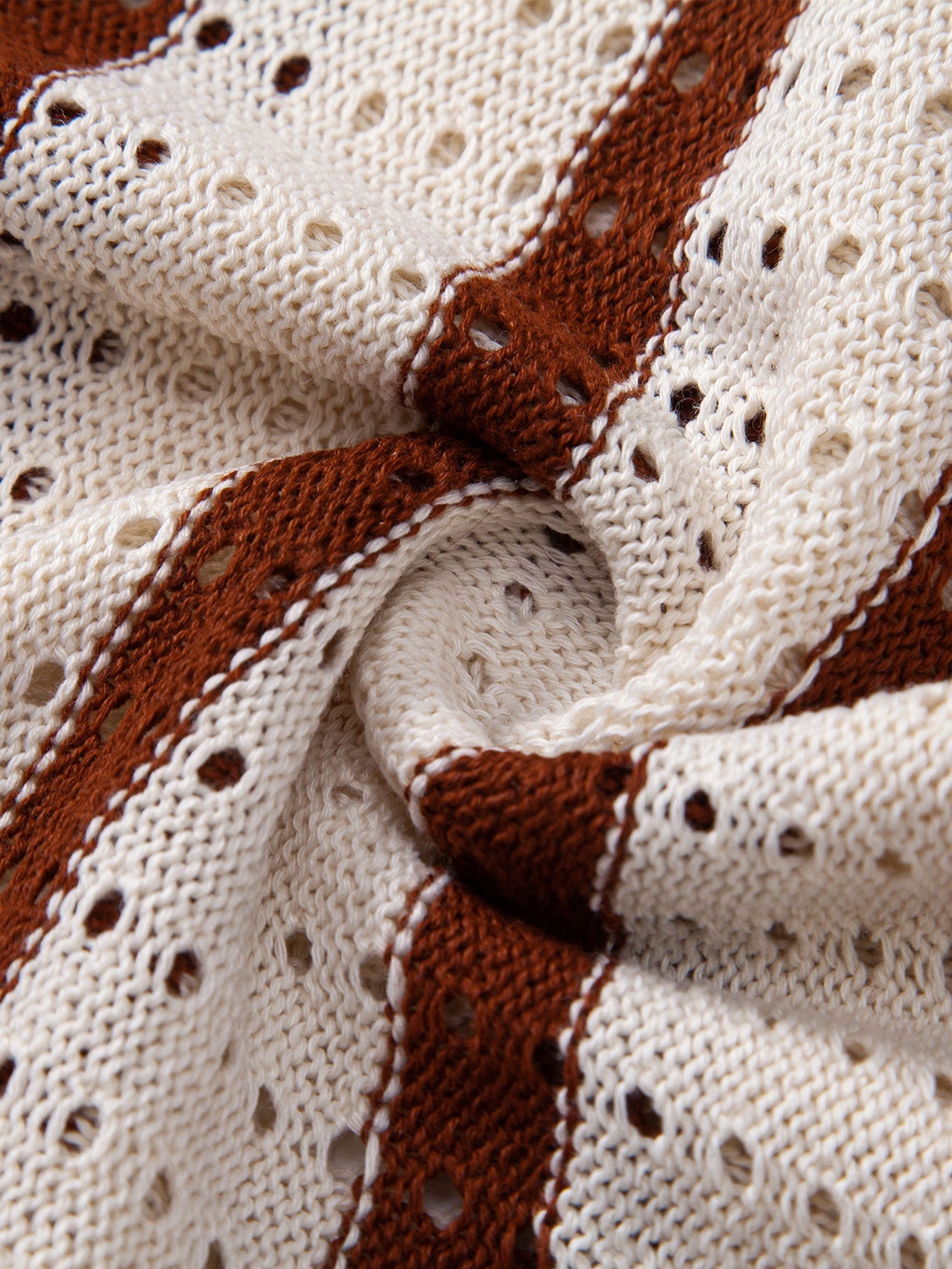 Stripe Eyelet Knitted Shirt