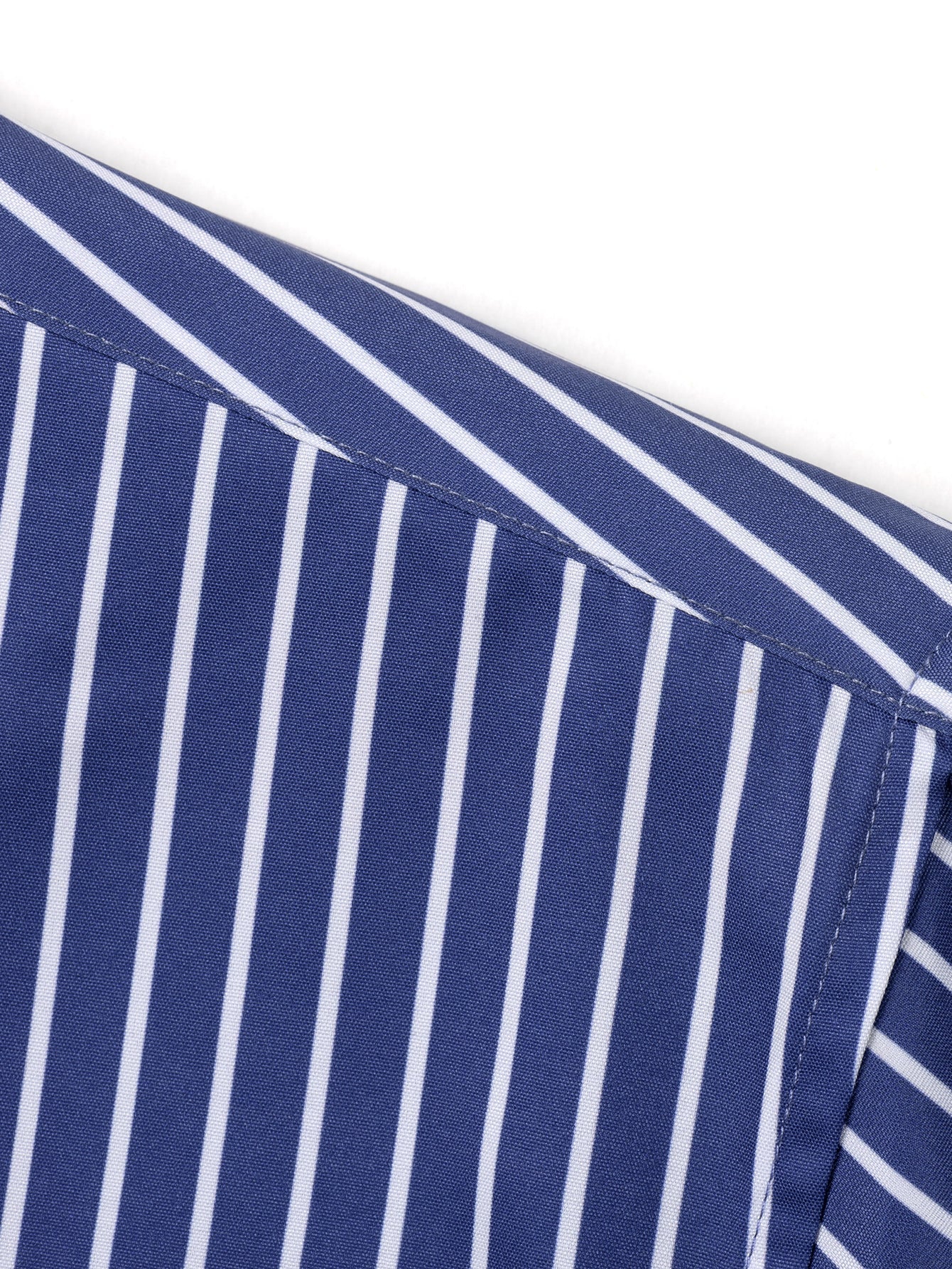 Long Sleeve Stripe Button Up Shirt & Elastic Waist Straight Leg Trousers