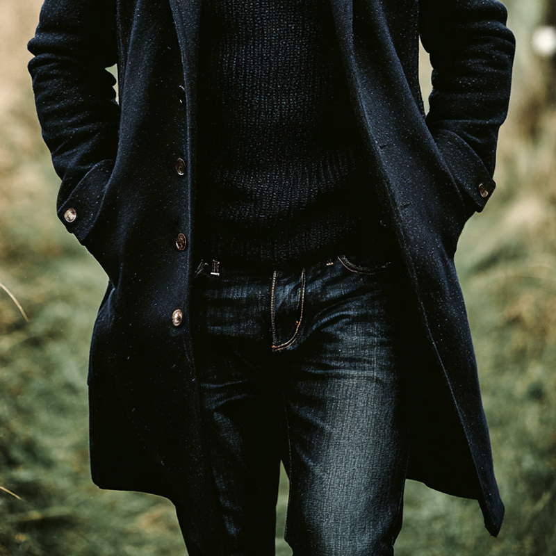 Men's Colorful Dots Blend Faux Wool Lapel Single Breasted Mid-Length Coat MTA1842I9Z