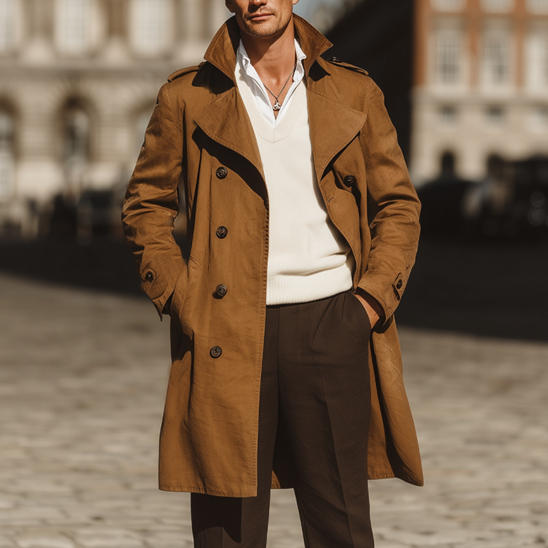 Men's Classic Vintage Double-Breasted Trench Coat MTA1394I8U