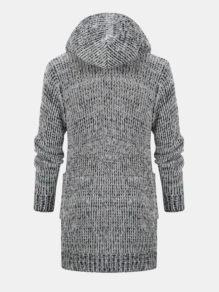 Long Line Knitted Hooded Cardigan