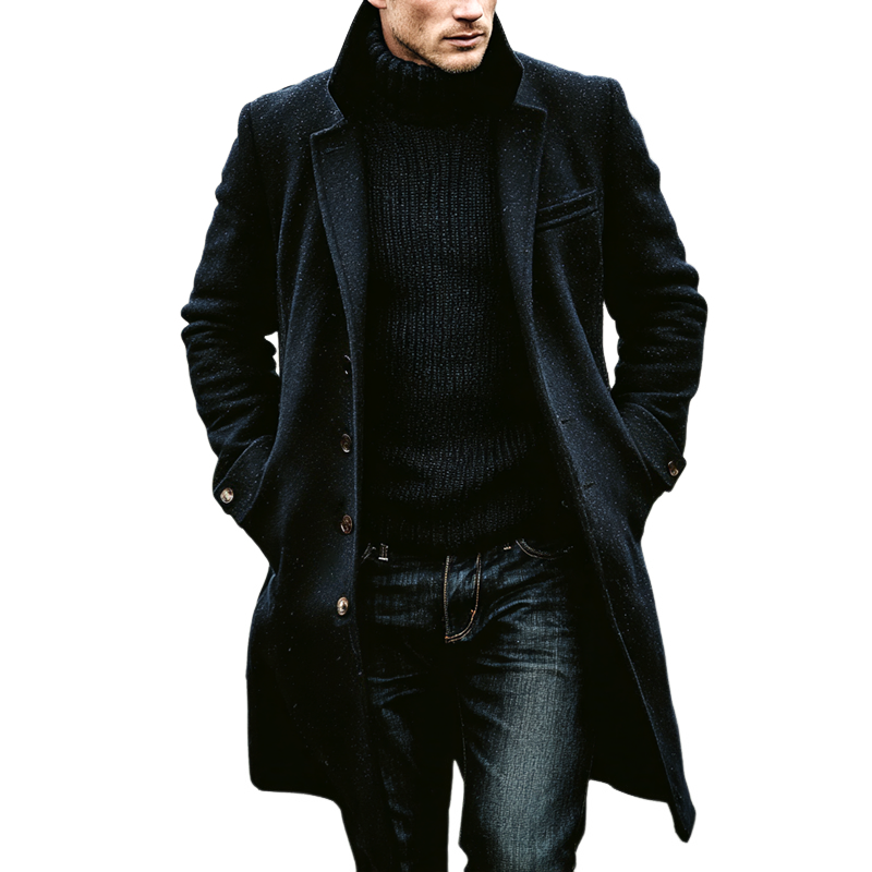 Men's Colorful Dots Blend Faux Wool Lapel Single Breasted Mid-Length Coat MTA1842I9Z