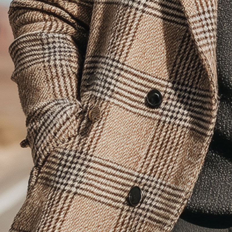 Men's Autumn And Winter Fashion Mixed Color Plaid Long Coat MTA1149I2P