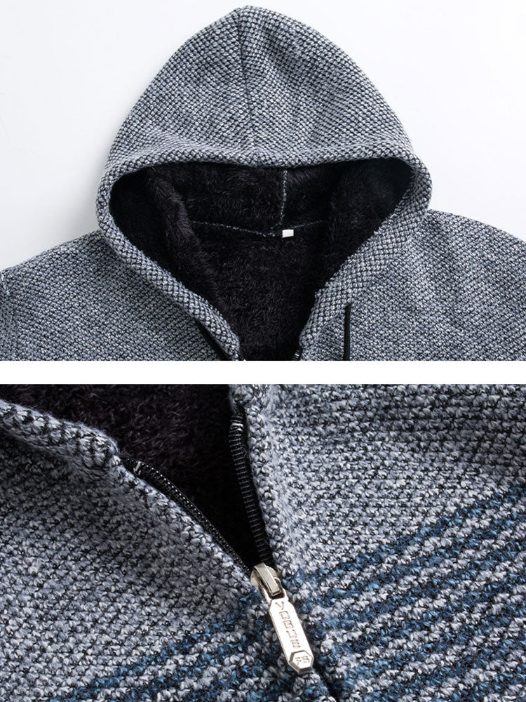 Zip Up Striped Hooded Jumper