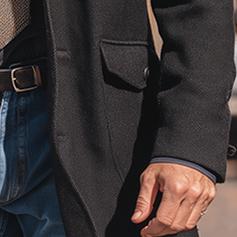 Men's Autumn And Winter Simple Tweed Long Light Business Coat MTA0886I3P