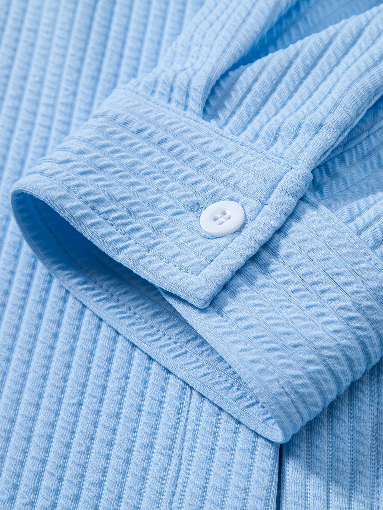 Long Sleeve Muscle Fit Ribbed Button Up Shirt & Straight Leg Ribbed Pants