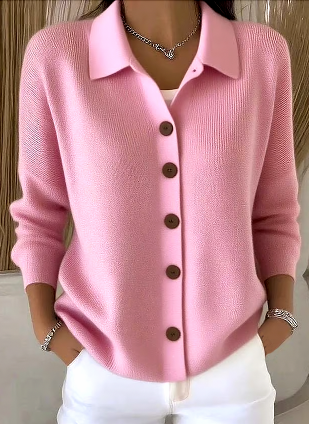 Women Cotton Plain Long Sleeve Comfy Casual Cardigan