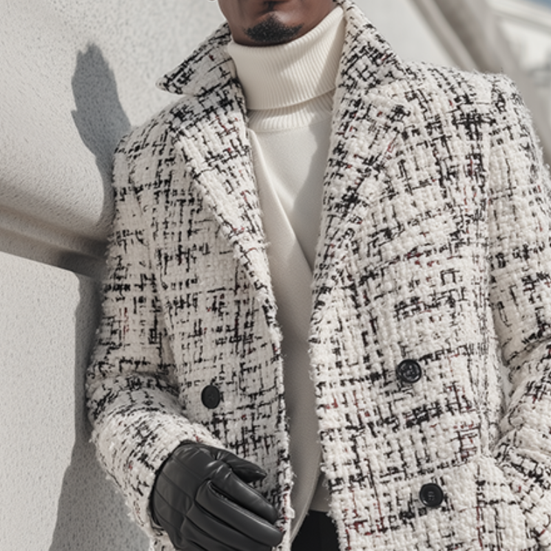 Men's Vintage Casual Rough Floral Long Double-breasted Coat MTA1748I0TO