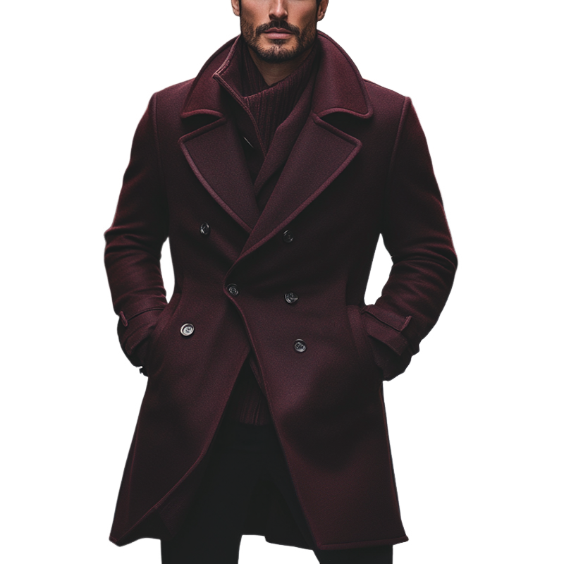 Men's Vintage Solid Color Blend Mid-length Coat MTA0152I8X