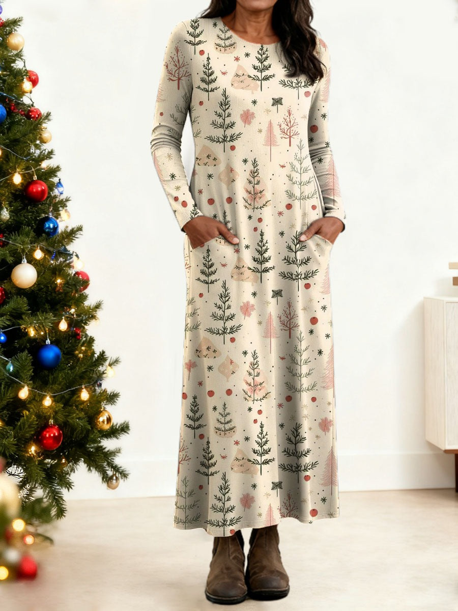 Women's Christmas Tree Art Print Buttoned Cardigan Sweater