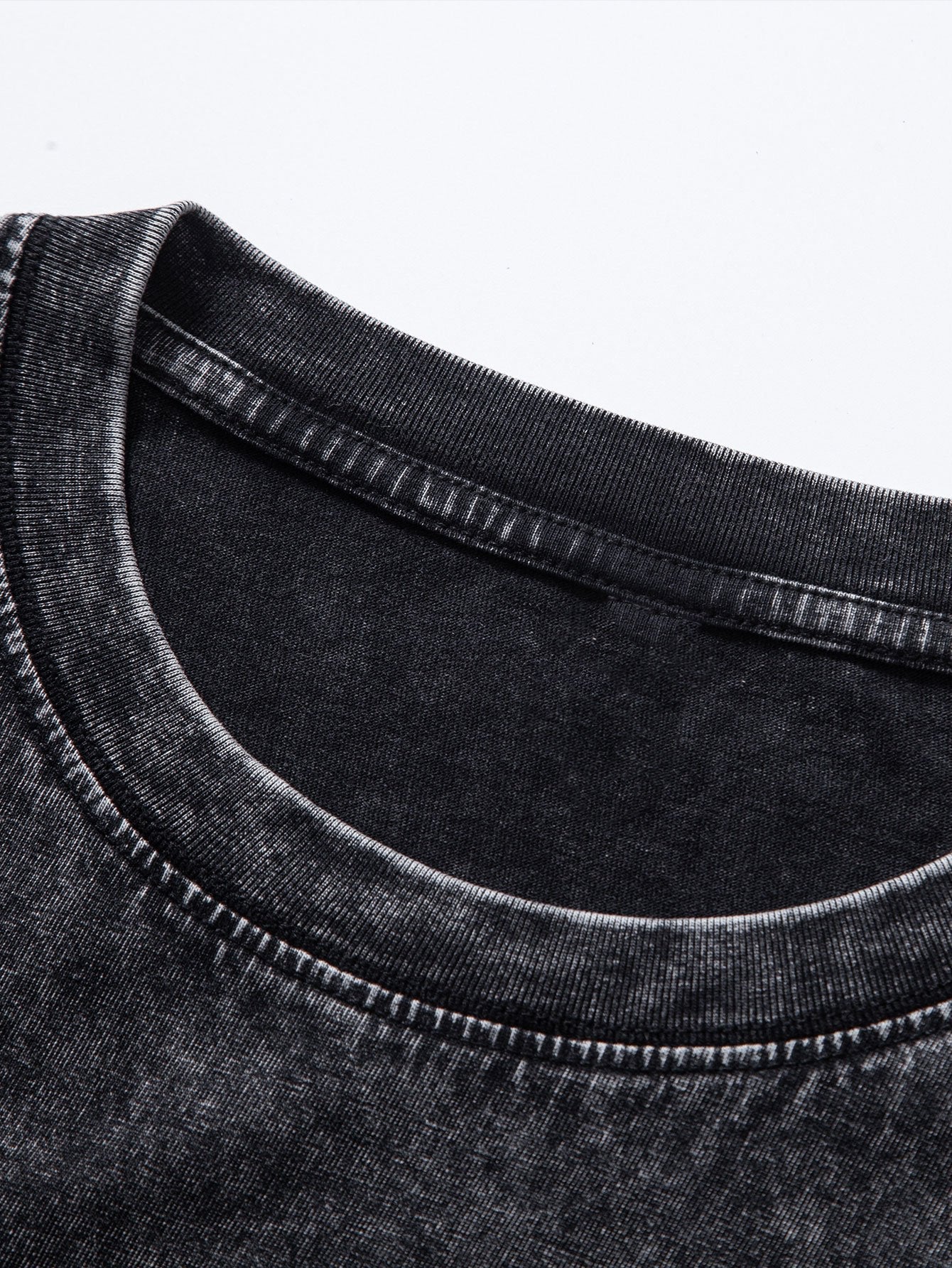 Relax Fit Long Sleeve Washed Distressed T-Shirt