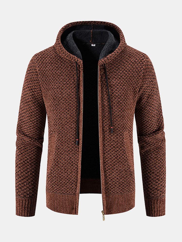 Teddy Lined Textured Hooded Jumper