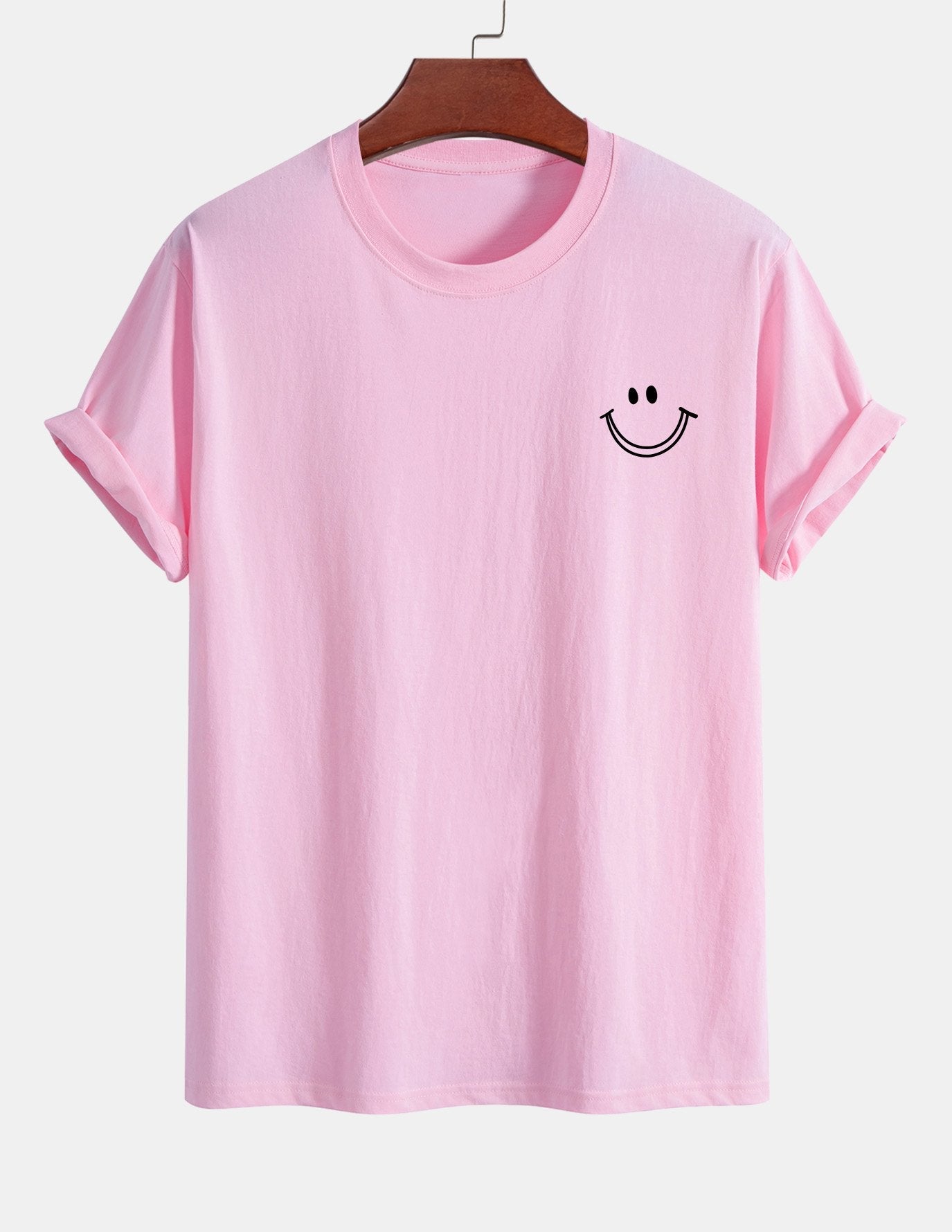 Regular Fit Smiley Face Print Cotton T-Shirt