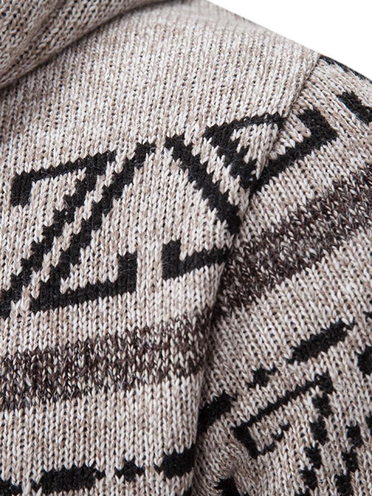 Aztec Geometric Pattern Zip Hooded Jumper