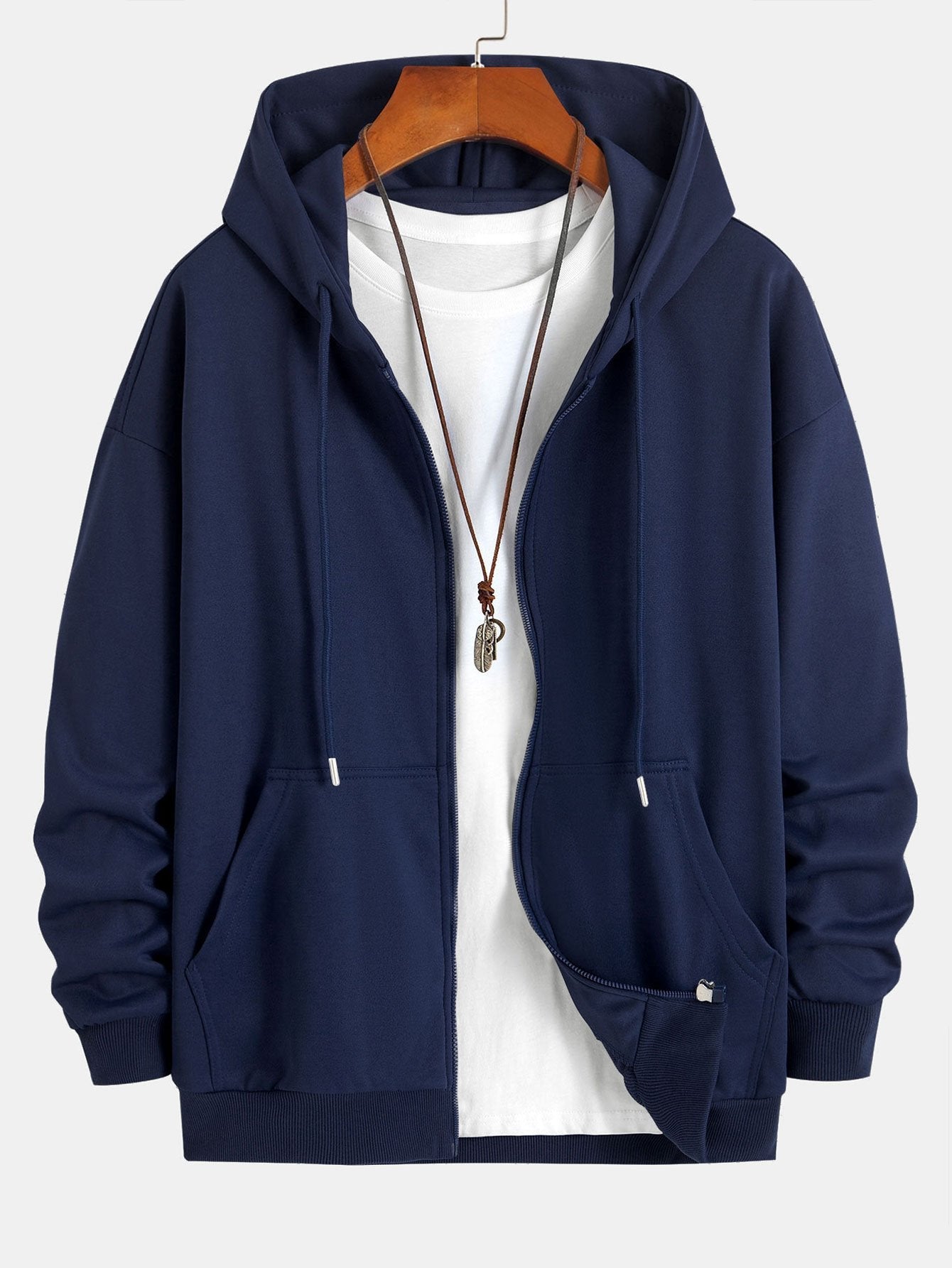 Basic Relax Fit Zip Hoodie