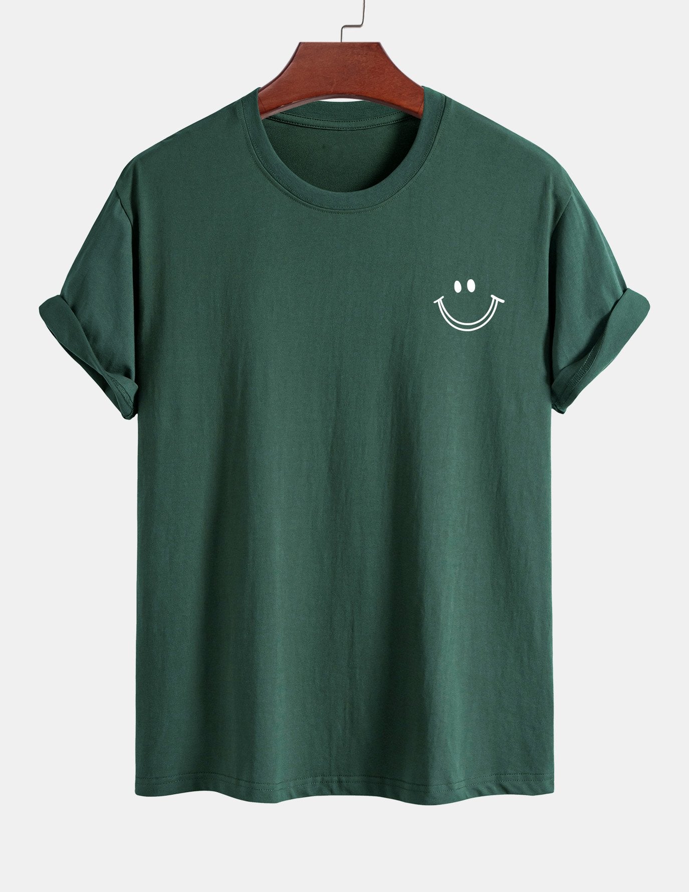 Regular Fit Smiley Face Print Cotton T-Shirt