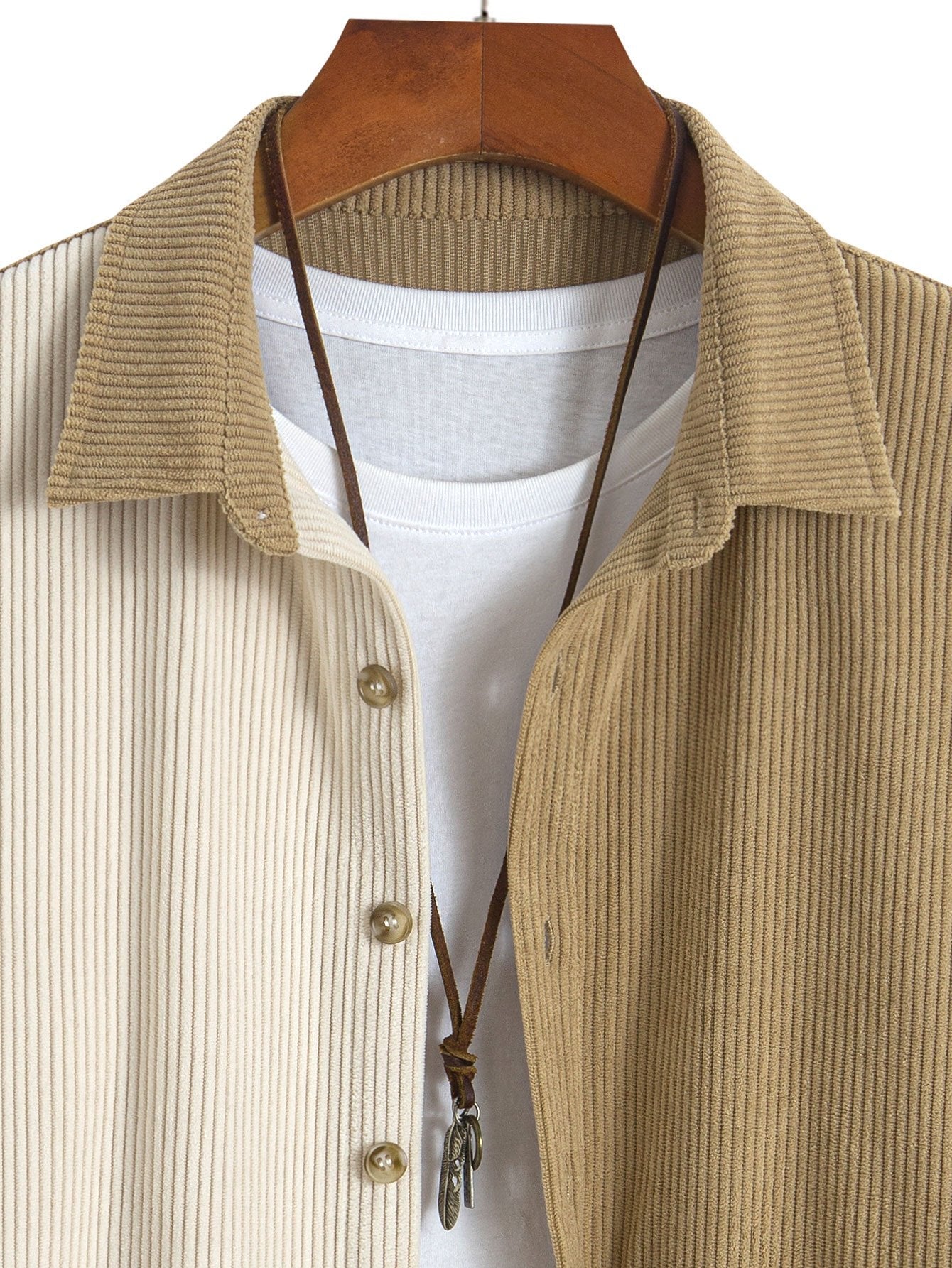Colorblock Corduroy Button Up Shirt