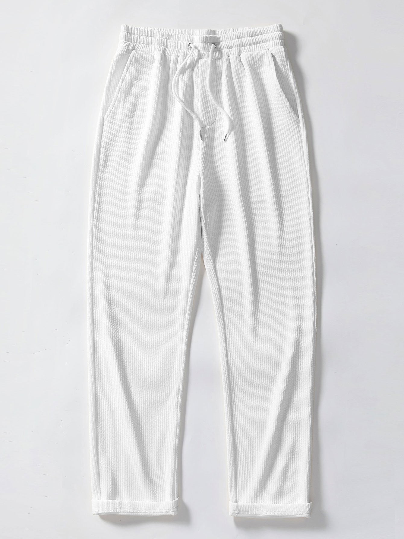 Long Sleeve Muscle Fit Ribbed Button Up Shirt & Straight Leg Ribbed Pants