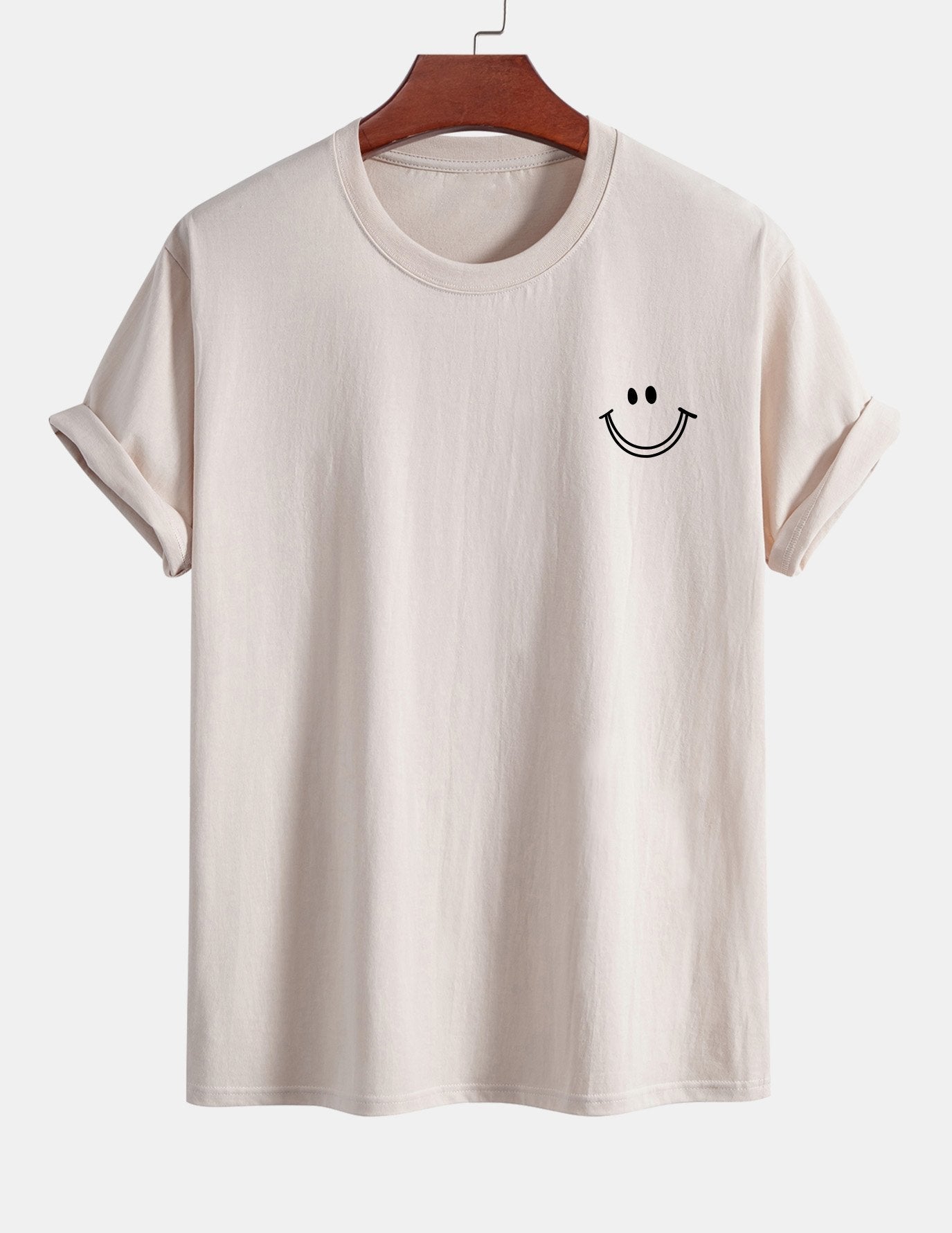 Regular Fit Smiley Face Print Cotton T-Shirt