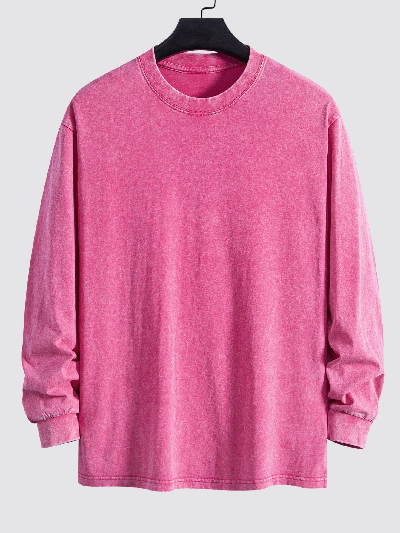 Relax Fit Long Sleeve Washed Distressed T-Shirt