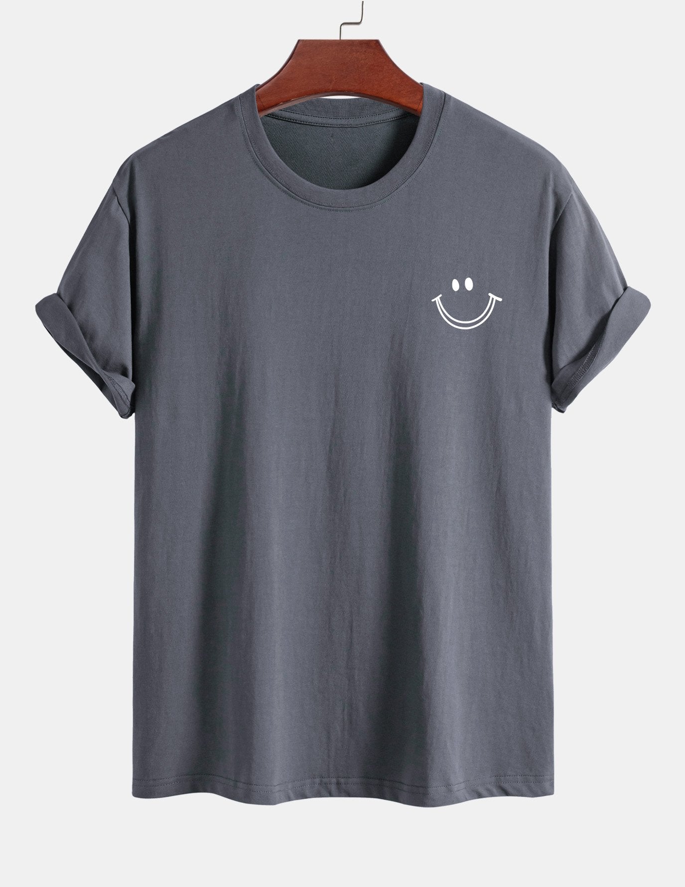 Regular Fit Smiley Face Print Cotton T-Shirt