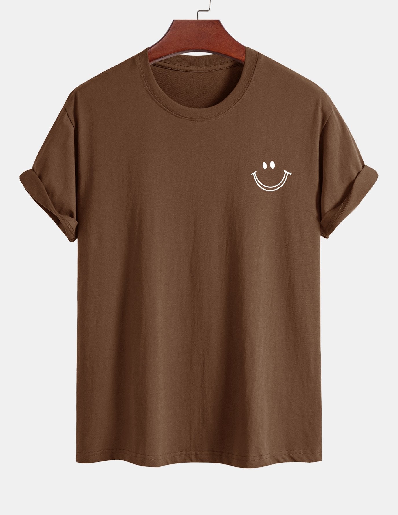 Regular Fit Smiley Face Print Cotton T-Shirt