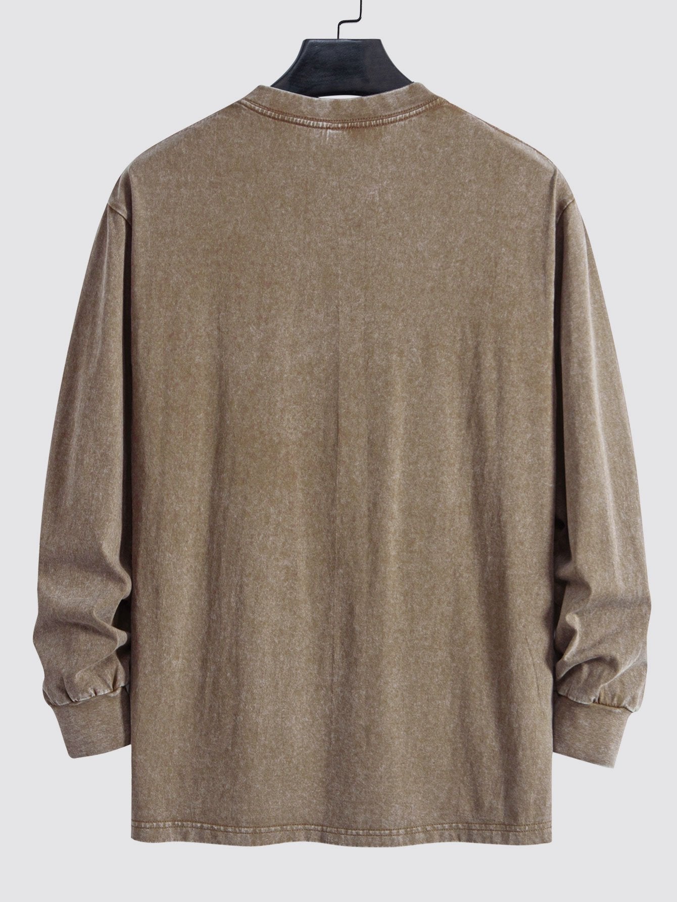 Relax Fit Long Sleeve Washed Distressed T-Shirt