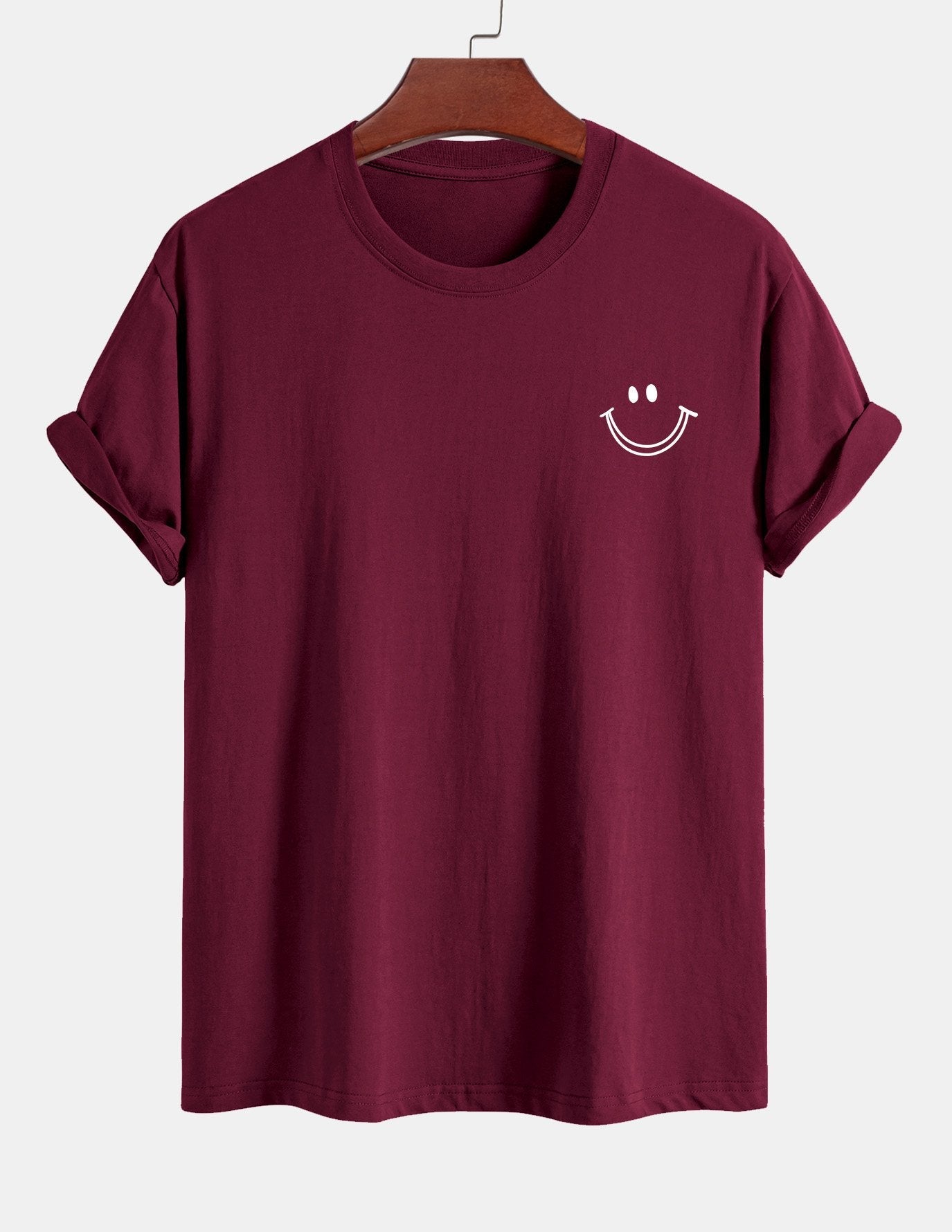 Regular Fit Smiley Face Print Cotton T-Shirt