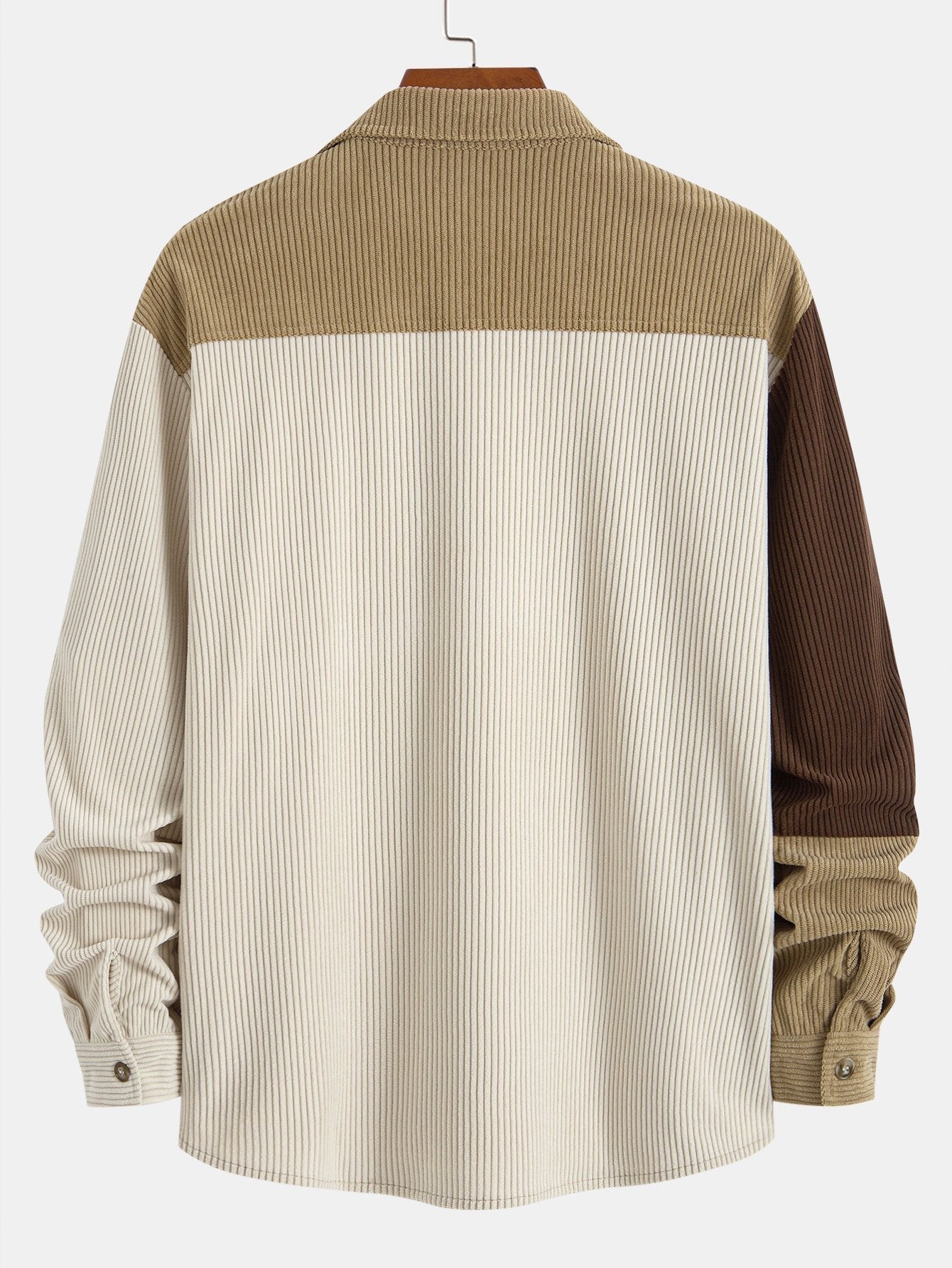 Colorblock Corduroy Button Up Shirt