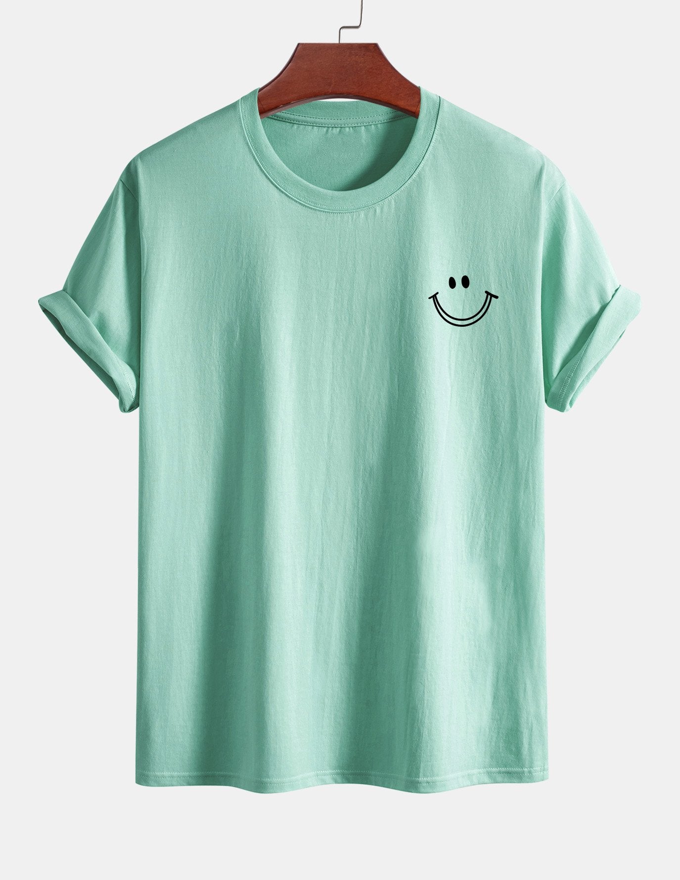 Regular Fit Smiley Face Print Cotton T-Shirt